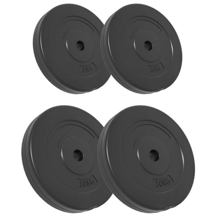 Lot De 4 Poids De 7.5 Lbs (3.4 Kg) - Poignée 1 Pouce, Fonte Noire, Neuf