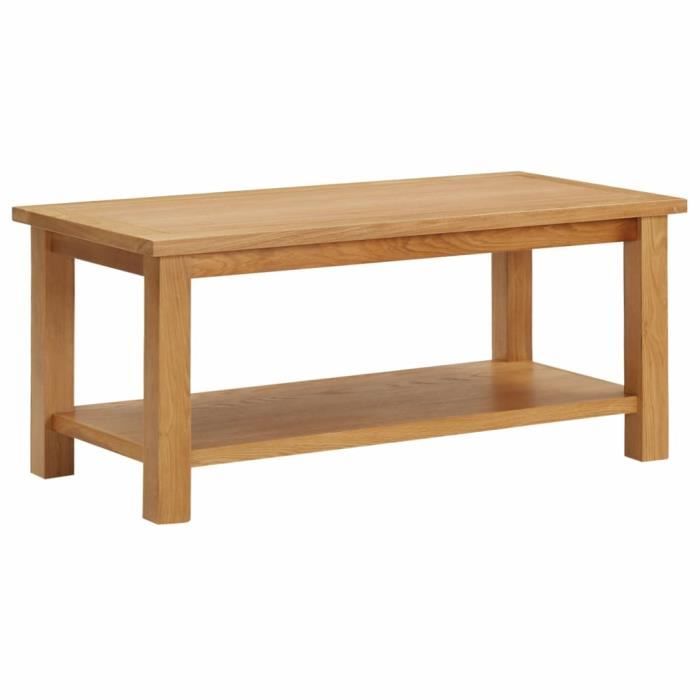 Table basse en bois de chêne massif - DUOKON - Rectangulaire - Campagne - Marron