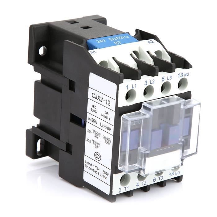 Contacteur Industriel CJX2-5011 50A 220V - Bobine AC, Contacts Alliage Argent, ABS Ignifuge, 1NO+1NC