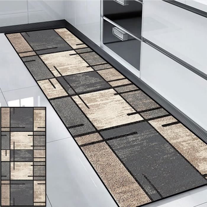 Tapis moderne jaune, noir et gris pour chambre à coucher