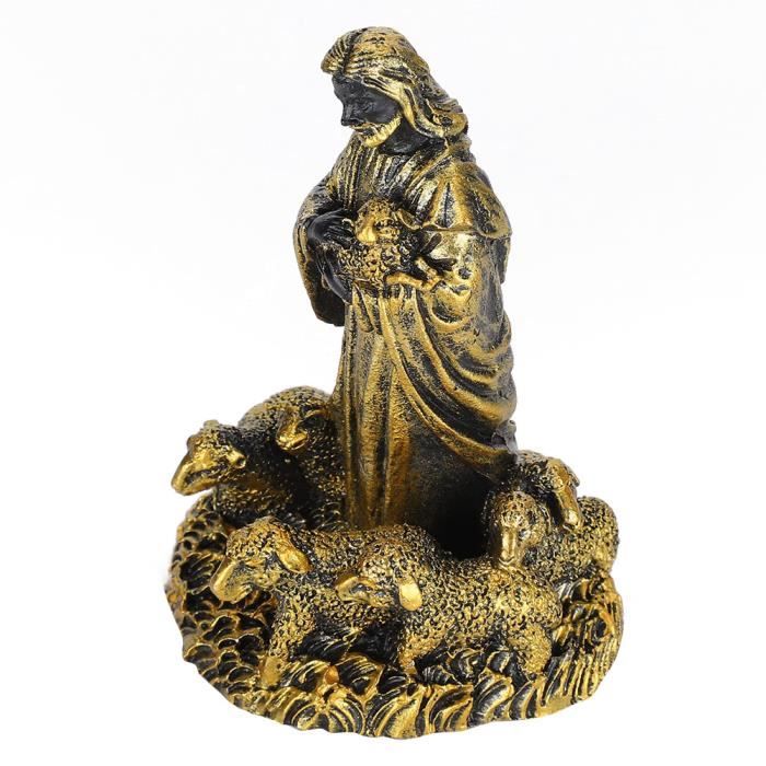 Statuette Jésus En Laiton Doré - Mini Figurine Religieuse 6 Cm - Décoration Bureau, Étagère Ou Ornement De Paysage - 5