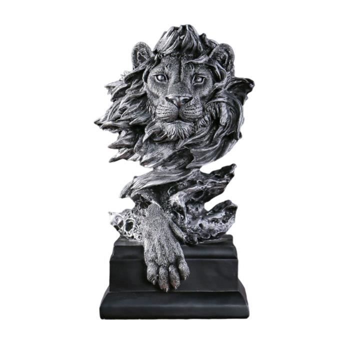MZXUN Statue lion couronne dorée en résine, sculpture roi de la forêt, fabriquée en résine