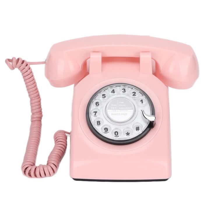 HURRISE ligne fixe rétro Téléphone fixe à cadran rotatif rétro des années 60 à cadran rotatif