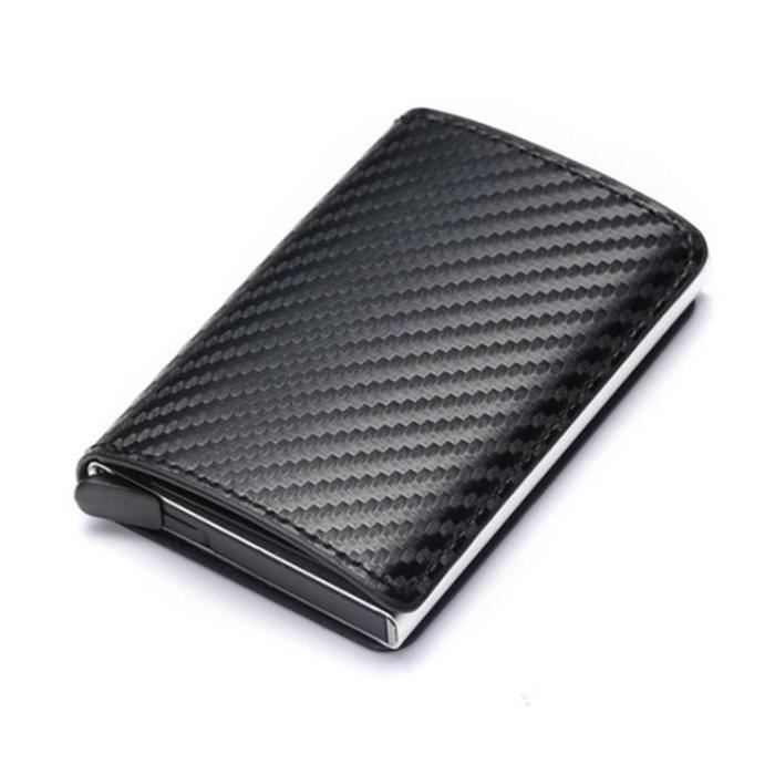 Portefeuille Mini En Aluminium - Noir - Avec Pochette Arrière Et Protection RFID - Neuf