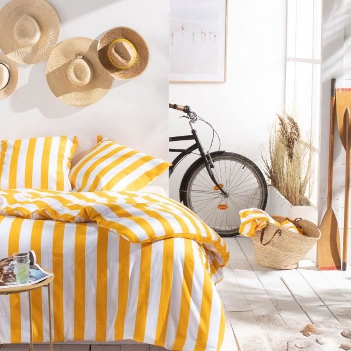 Parure de lit - TODAY Summer Stripes - 240x220 cm - 2 personnes - coton imprimé rayé