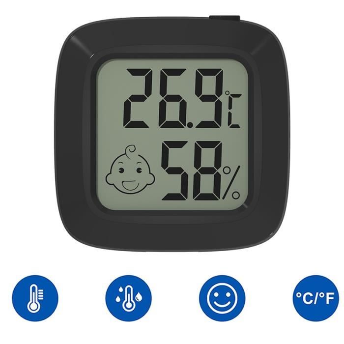 Comparer les prix de Station Météo Petit,Thermometre Interieur Maison pour Greenhouse Babyroom,Hygrometre Intérieur Indicateur Niveau de Confort -Noir