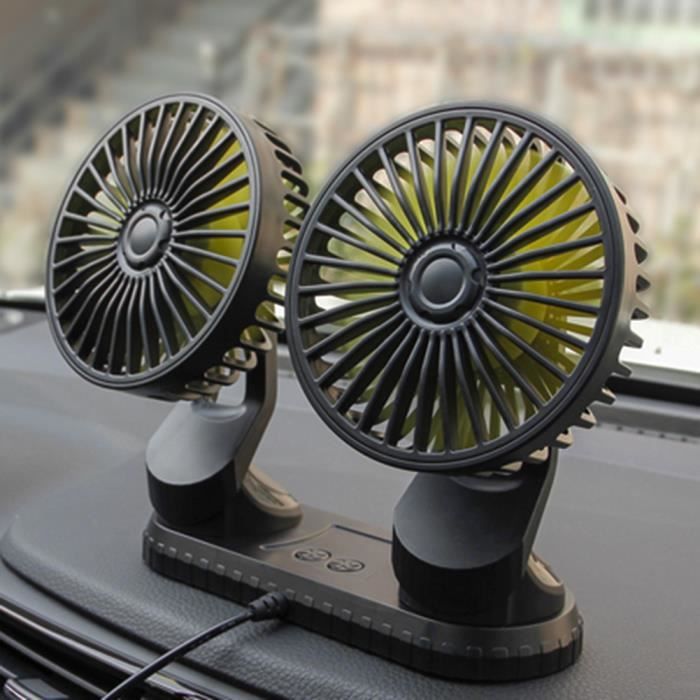 Ventilateur de voiture alimenté par USB multi-angle rotatif double tête 3 vitesses tableau de bord ABS trois vitesses été ventilateu