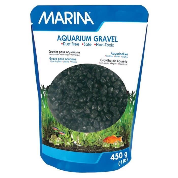 MARINA Gravier Deco noir - 450 g - Pour aquarium