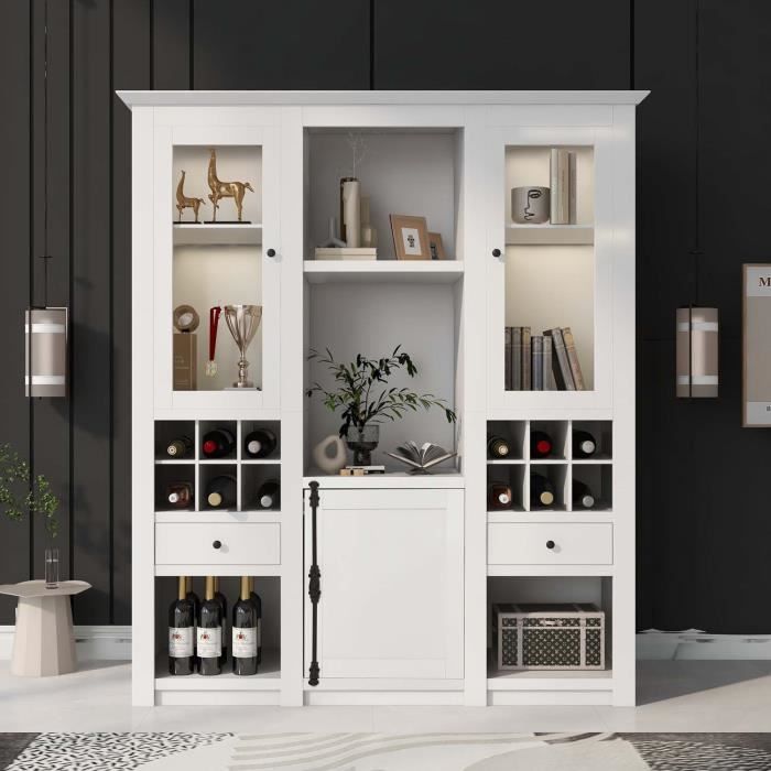 Vitrine Armoire à LED contemporain Meuble de rangement pour salon ou salle à manger Blanc Vitrine Armoire à LED contemporain Meuble de rangement pour salon ou salle à manger Blanc