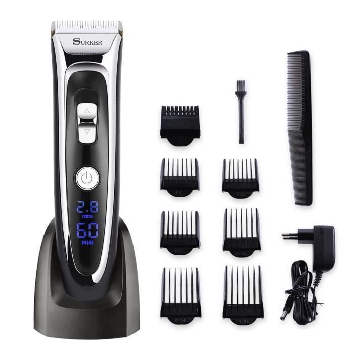 MOONMINI Tondeuse Cheveux Professionnelle  - Sans Fil Rechargeable - Ecran LCD - 7 Peignes de Guidage Inclus 