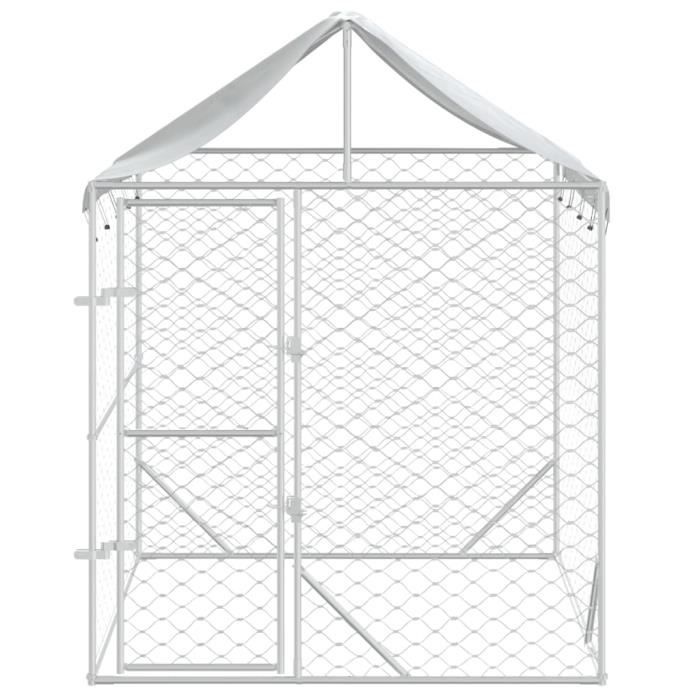 Meilleurs prix pour Chenil d'extérieur pour chiens avec toit argenté 2x2x2,5 m Mothinessto LY0163