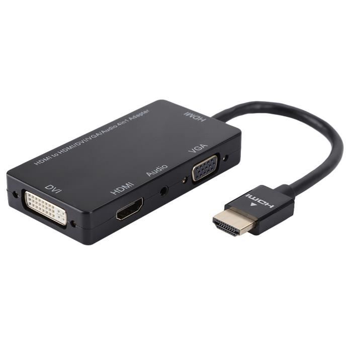 Adaptateur DP 3 en 1 - Hub Convertisseur Vidéo Multiport vers Écrans Multiples DP vers HDMI, VGA ou DVI - PC DP 1080p vers Écran ou Vidéoprojecteur (DP2VGDVHD