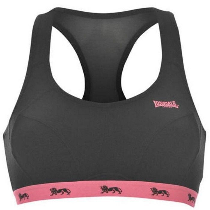 Coffret Crop Top Brassière de Sport Femme Lonsdale Noir et Rose Lion