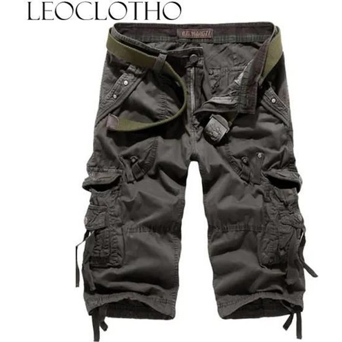 LEOCLOTHOCargo Pantacourt Hommes Couleur unie Casual Pantacourts