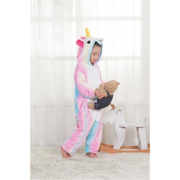 cadeau d'anniversaire de Noël costume de cosplay pour enfants avec capuche Solatec Pyjama licorne pour enfants en flanelle motif licorne
