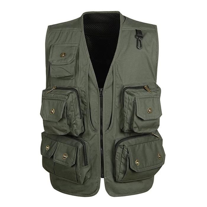 Gilet De Pêche Tactique Ausable Kaki - Multi Poches, Taille M - Vintage, Homme