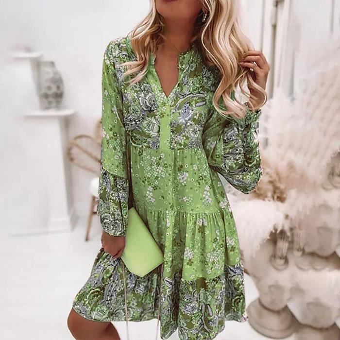 Robe à manches volantées et imprimé floral frais