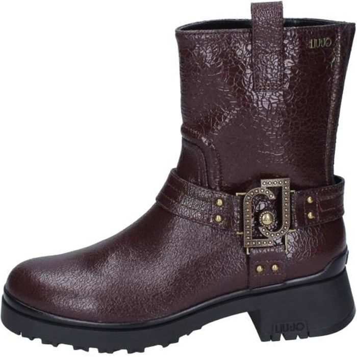 Bottines Femme LIU JO Bordeaux Cuir Talon Carr 5 cm