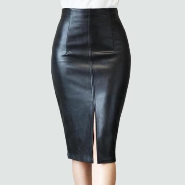 Jupe Noire Moulante Taille L - Longueur 37 Pouces (94 Cm) - Tissu Slinky Knit - Occasion En Excellent État - Style Flowy