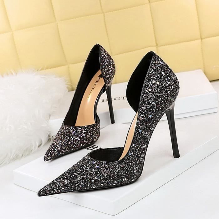 Escarpins Femme Just Fab Talon Aiguille Bout Pointu Noir Et Marron - Taille 10 US (40.5 EU) - Neuf En Boîte
