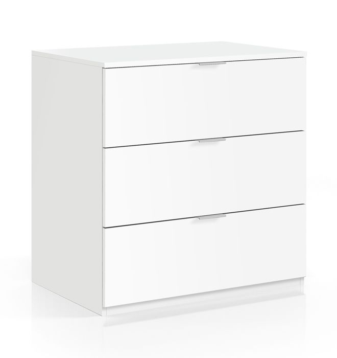 Commode avec 3 tiroirs coloris blanc - 80 x 77 x 38 cm Commode avec 3 tiroirs coloris blanc - 80 x 77 x 38 cm