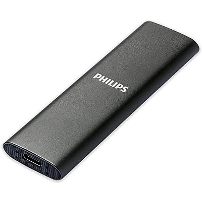SSD Externe – PHILIPS – 2 To – Ultra Fin – Vitesse de Lecture jusquà 550 Mo/s – USB-C