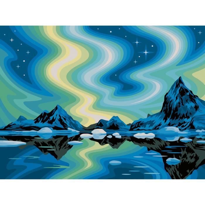 Ravensburger–CreArt Toiles 30x40 cm–Aurores Boréales–Peinture par numéros–Adulte Activité détente et créative–Dès –23907