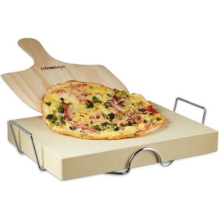 Argon Tableware Pierre de Cuisson pour Pizza avec Support chromé/Roulette 32 cm 