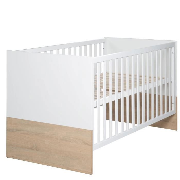 Roba Lit Bebe Evolutif Gabriella 70x140 Cm Blanc Decor Chene Clair Sonoma Cdiscount Puericulture Eveil Bebe