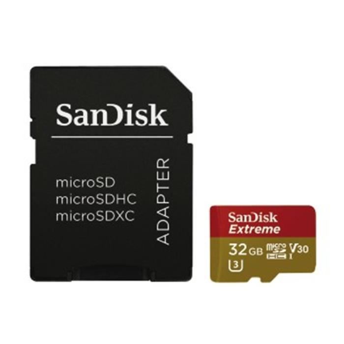 SanDisk Extreme Carte mémoire flash adaptateur microSDHC SD inclus e Video Class V30 / UHS Class 3 / Class10 microSDHC UHS I - vue 2