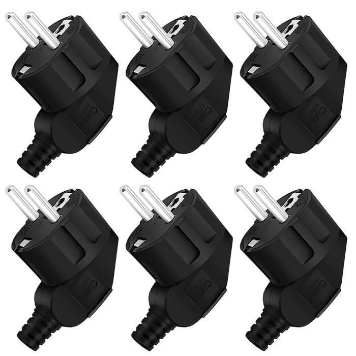 Lot 4 Fiches Électriques Schuko 16A 250V + Tournevis - Prise Mâle Étanche Pour Extérieur