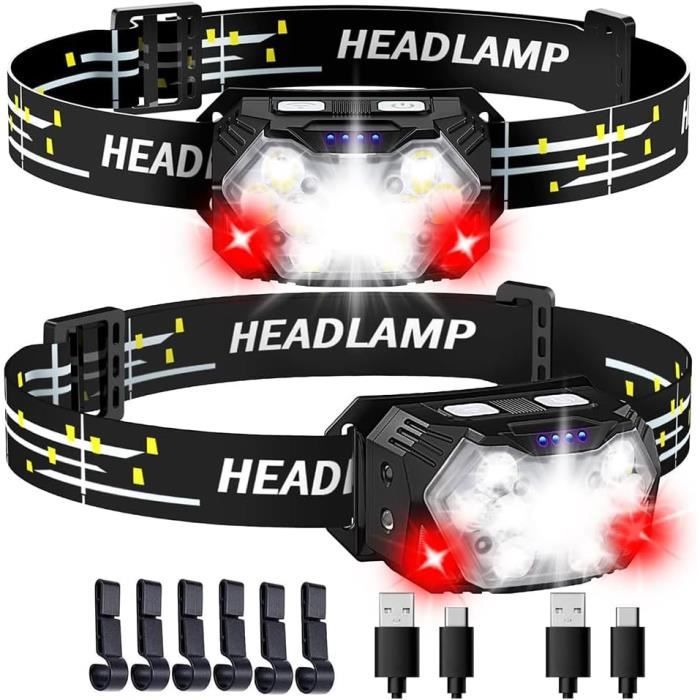 Lampe Frontale LED Rechargeable Lampes Frontales Super Lumineuse Phare Intelligent IPX5 Étanche