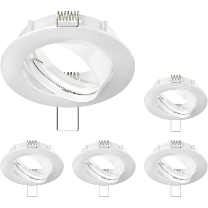 Lot De 6 Cadres D'encastrement Ronds FERE Blanc Mat - Pour Plafonnier LED - Dimensions 8,1 Cm - Neuf