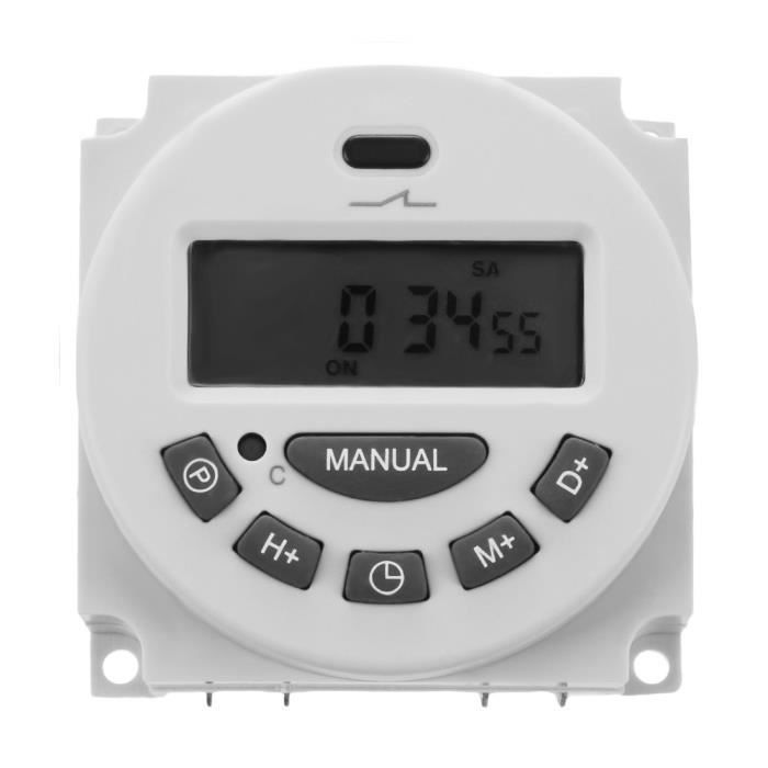 Nouveaux LCD numerique Controle Puissance minuterie Programmable DC 12V 16  a Temps Relais commutateur, SPST : : Bricolage