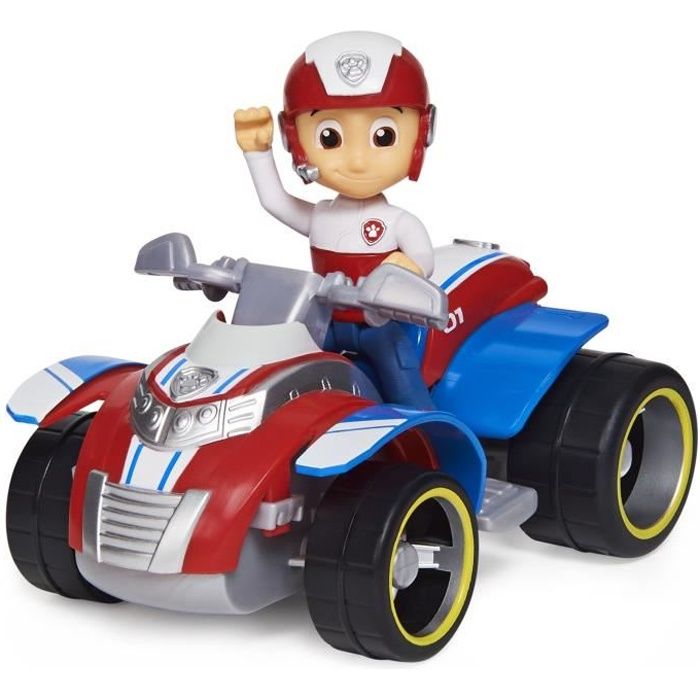 véhicule pat' patrouille avec figurine ryder - 15 cm - paw patrol - rouge