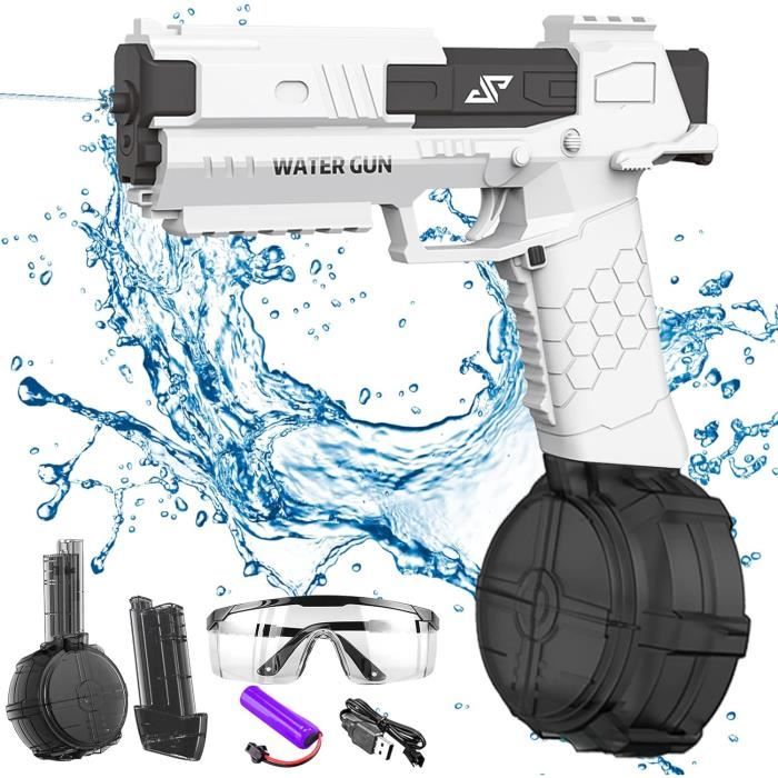 Pistolet à Eau Électrique Automatique Rechargeable USB - Jet Continu, 2 Réservoirs Amovibles, Étanche - Pour Piscine, Plage