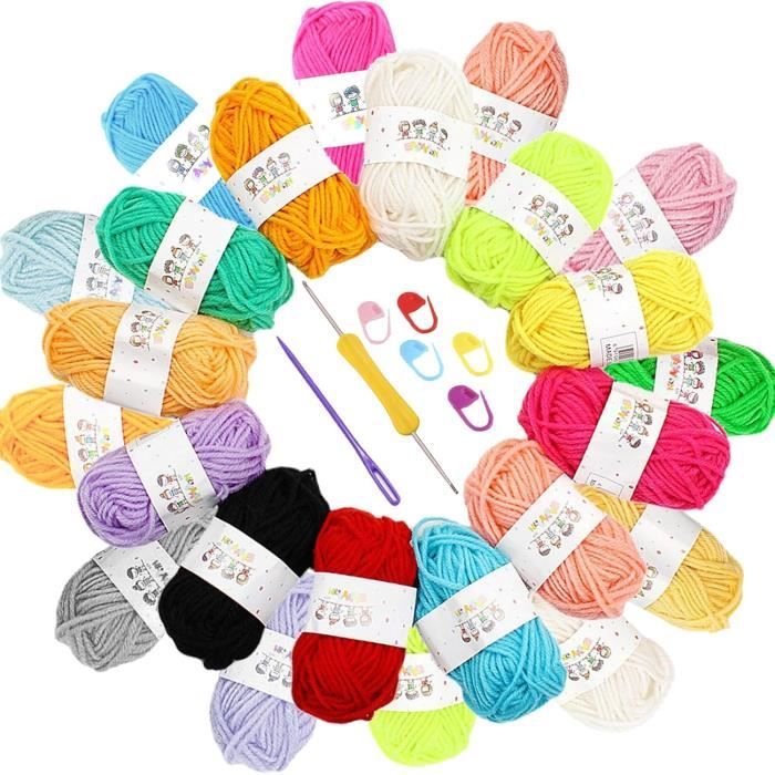 Laine Acrylique LIHAO - 12 Couleurs Vives (15g/pelote) | Tricot & Crochet Débutants