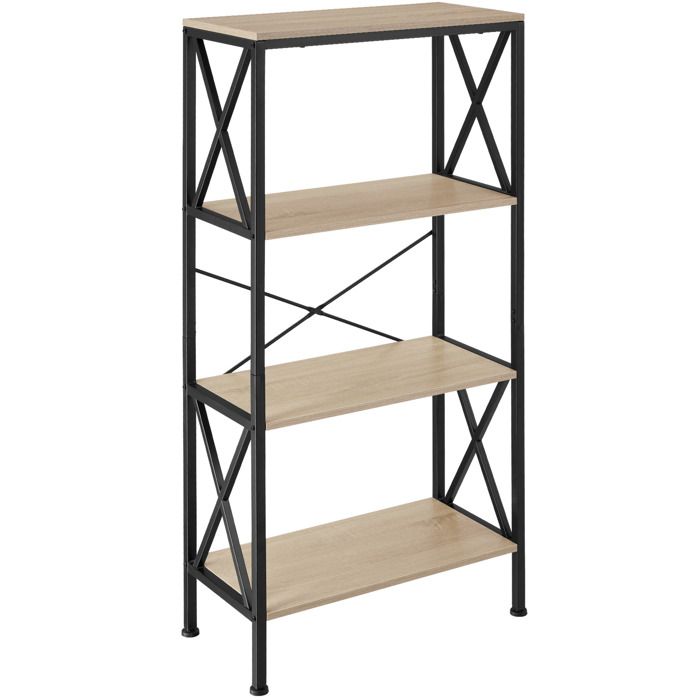 TECTAKE Etagère Barry 61,5x31,5x133,5cm - Bois clair industriel, Chêne Sonoma