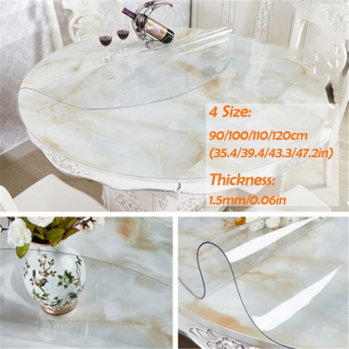 TEMPSA Nappe De Table Transparente Imperméable PVC Nappe Ronde