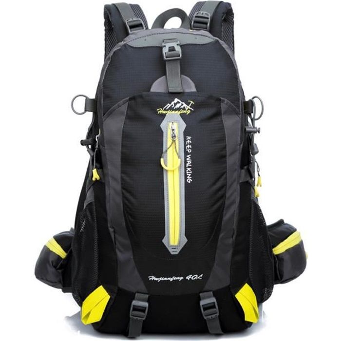 40L Sac à dos portable étanche noir Camping Randonnée Voyage Trekking Escalade pour Hommes Femmes