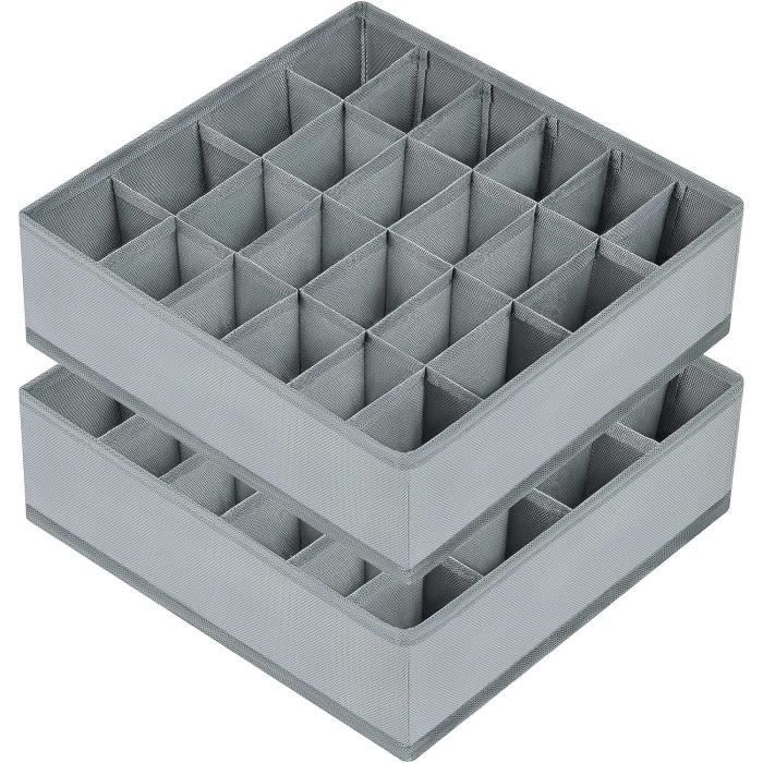 Lot 2 Organisateurs De Tiroir Pliable En Maille Nylon – Rangement Chaussettes, Sous-Vêtements & Cravates – Blanc