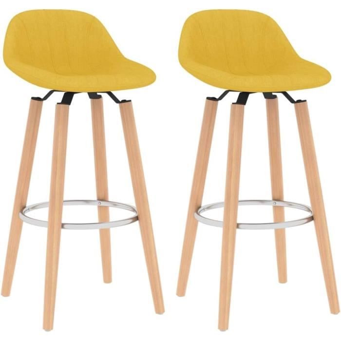 lot de 2 tabourets de bar, chaise de bar tabouret de cuisine chaise de cuisine tabourets de bar lot de 2 jaune moutarde tissu[m7431]
