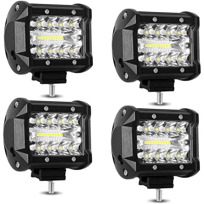 4 Phares LED Travail 6 Pouces 24W - Projecteur 12V/24V IP67 Étanche | Pour 4x4, Camion, Tracteur, Bateau