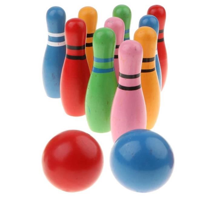 Outus Jeu de Bowling Coloré Comprend 10 Pièces de Quilles et 2 Pièces Boules de Bowling Jouets avec 1-10 Nombre dAutocollants pour la Fourniture de Jeux dIntérieur en Plein Air Jouets Éducatifs
