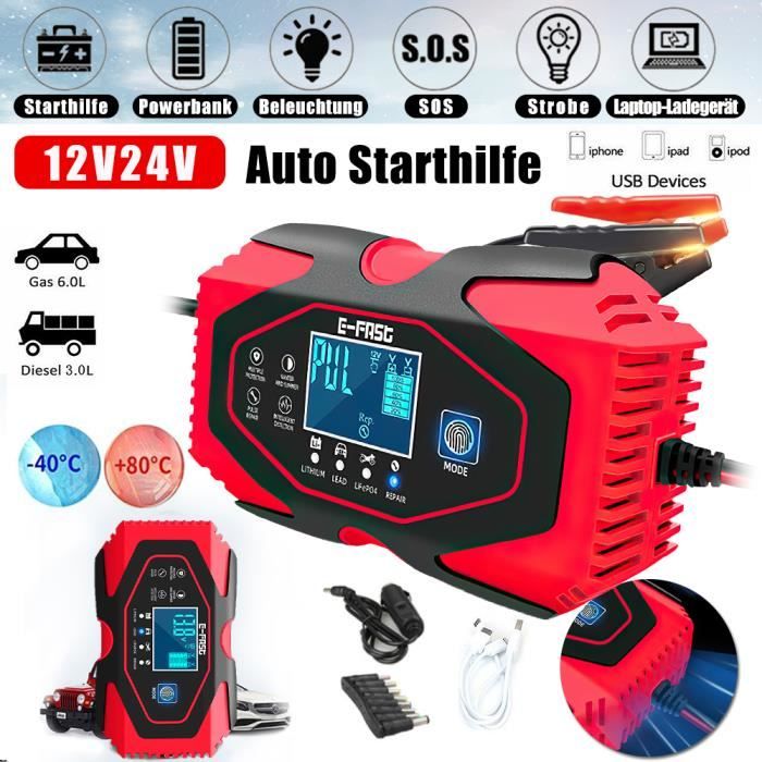 Chargeur Batterie YONHAN 6A 12V Intelligent - Pour Voiture, Moto, AGM, Lithium, Écran LED