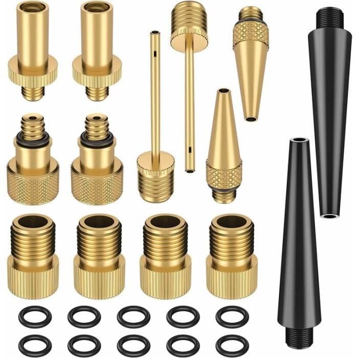Adaptateur de valve de vélo, jeu de valves de vélo 21 pièces, adaptateur de valve SV AV DV pour pompe à vélo.