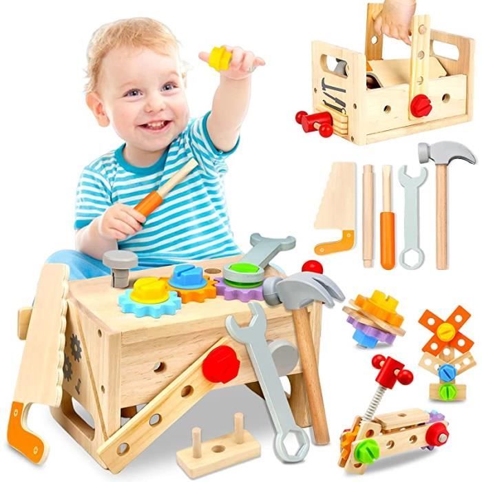 Vanplay Jouet Enfant 3 Ans Outils Enfant Jouet en Bois Boite a Outils Enfant Jeu