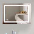 50x70cm Miroir LED Salle de Bain, FEINIANWEN Miroir Mural Salle de Bain et WC avec éclairage-1