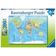 Ravensburger - Puzzle 200 pièces XXL : Carte du Monde-1