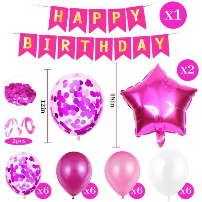 Ballon Hélium - Happy Birthday Rose / Noir - Cdiscount Maison